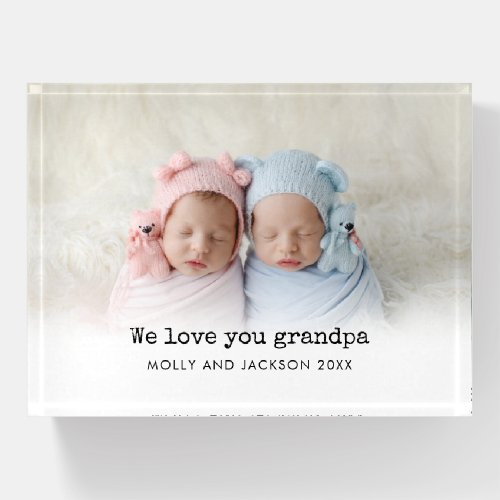 We Love You Grandpa Names Year Custom Photo Paperweight