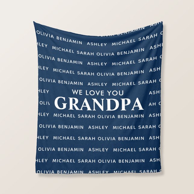 We Love You Grandpa Personalized Kids Names Fleece Blanket (Creator Uploaded)