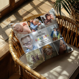 "We Love You" Grandpa Photo Collage Keepsake Throw Pillow