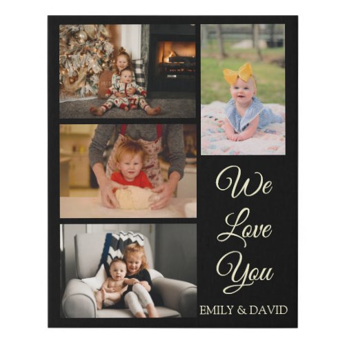 We Love You Grandparents 4 Photo Collage  Faux Canvas Print