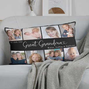 We Love You Great Grandma Photo Collage Heart Lumbar Pillow