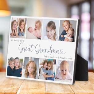 We Love You Great Grandma Photo Collage Heart Plaque