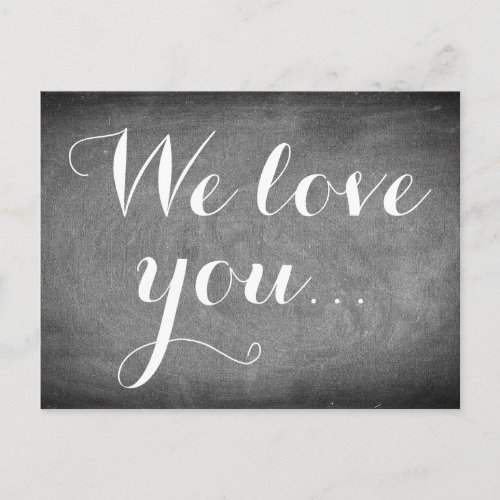 We love you Handwriting Typography Black White Postcard