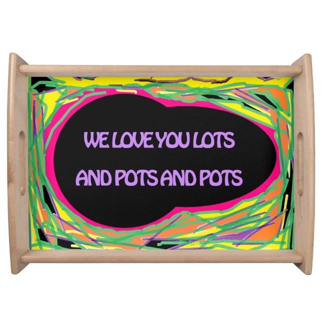 we love you lots message in stripes pastels serving tray (Front)