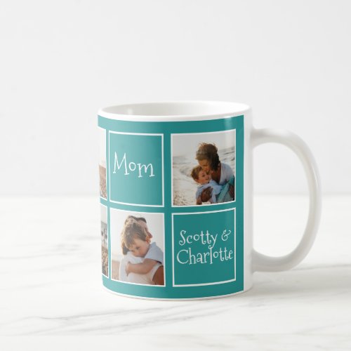 We Love You Lots Mom Modern Turquoise 6 Photo Coffee Mug