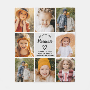 We Love You Meemaw Family Modern Photo Collage Fleece Blanket