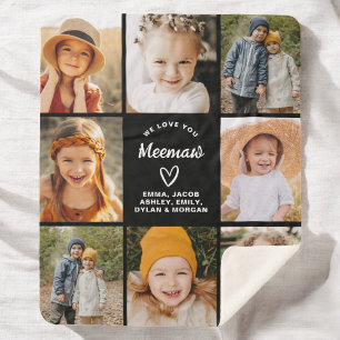 We Love You Meemaw Family Modern Photo Collage Sherpa Blanket