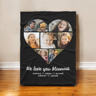We Love You Meemaw Heart Modern Photo Collage Fleece Blanket
