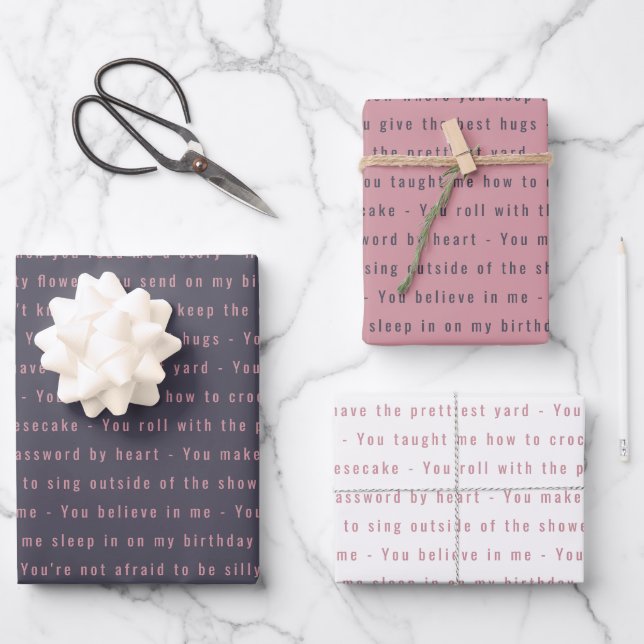 We Love You Messages 40th Birthday Wrapping Paper Sheets (Front)