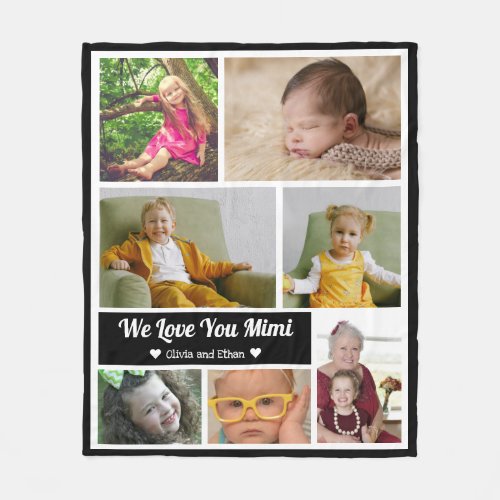 We Love You Mimi 7 Photo Collage Grandchildren Fleece Blanket