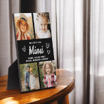 We Love You Mimi Family Modern Photo Collage Plaque<br><div class="desc">The Mimi We Love You Heart Modern Photo Collage Plaque is a touching and personalized gift that showcases your love for your grandmother. This beautifully designed plaque features a heart-shaped photo collage, allowing you to add your favorite family pictures in a modern and stylish layout. The heartfelt "We Love You,...</div>