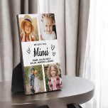 We Love You Mimi Family Modern Photo Collage Plaque<br><div class="desc">The Mimi We Love You Heart Modern Photo Collage Plaque is a touching and personalized gift that showcases your love for your grandmother. This beautifully designed plaque features a heart-shaped photo collage, allowing you to add your favorite family pictures in a modern and stylish layout. The heartfelt "We Love You,...</div>