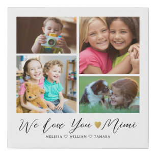 We Love You Mimi Grandkids 4 Photo Collage Faux Canvas Print