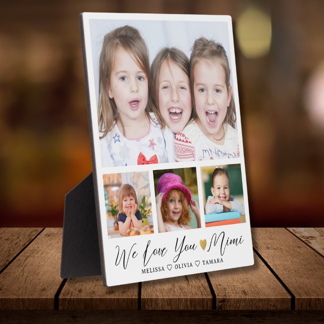 We Love You Mimi Grandkids Names 4 Photo Collage   Plaque (Creator Uploaded)