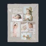 We Love You Mimi Grandkids Photo Collage Keepsake Fleece Blanket<br><div class="desc">Simple and so sweet and thoughtful, this custom blanket says "We Love you Mimi" in trendy modern typefaces along with the children's names. A stylishly arrange collage that includes 5 of your chosen photos makes a wonderful keepsake to treasure through the years. Handdrawn doodle hearts accent the design to add...</div>