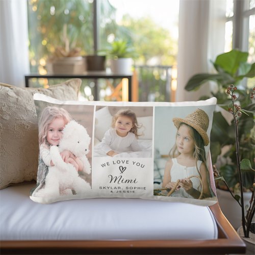 We Love You Mimi Grandkids Photo Collage Lumbar Pillow