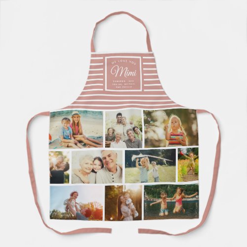 WE LOVE YOU MIMI Grandmother Photo Collage Pink Apron