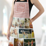WE LOVE YOU MIMI Grandmother Photo Collage Pink Apron<br><div class="desc">We love you Mimi! Perfect gift for Mother's Day,  Birthday,  or the Holidays: A modern,  sweet apron customized with ten of your personal favorite photos as well as a message,  names for the best grandmother ever. This is the dusty pink and white striped version.</div>