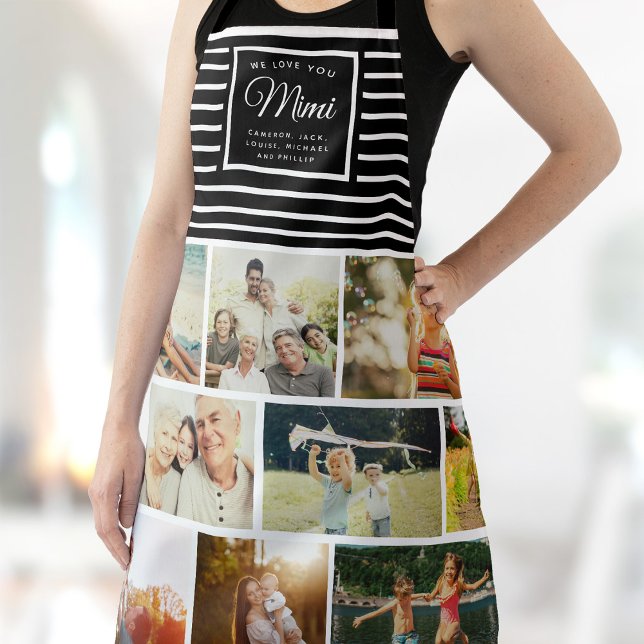 WE LOVE YOU MIMI  Photo Collage Modern Chic Apron (Creator Uploaded)