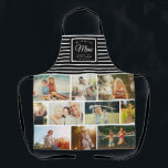 WE LOVE YOU MIMI  Photo Collage Modern Chic Apron<br><div class="desc">We love you Mimi! Perfect gift for Mother's Day,  Birthday,  or the Holidays: A modern,  sweet apron customized with ten of your personal favorite photos as well as a message,  names for the best grandmother ever. This is the dusty black and white striped version.</div>