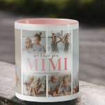 We Love You Mimi Photo Collage Mug<br><div class="desc">A coffee mug for a special grandmother featuring a 6 photo collage template of the children,  the words "we love you mimi" in a cute pink gradient font,  and the kids names.</div>