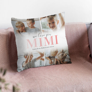 We Love You Mimi Photo Collage Throw Pillow