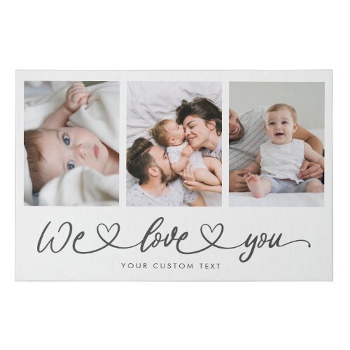 We Love You Modern Heart Script Mothers Day Faux Canvas Print