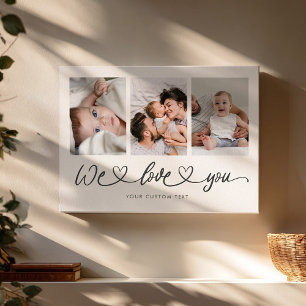We Love You Modern Heart Script Photo Collage Canvas Print