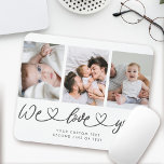 We Love You Modern Heart Script Photo Collage Mouse Pad<br><div class="desc">We Love You! Great custom photo gift for grandparents, Valentine's Day, Mother's or Father's Day, or the Holidays: This modern photo mouse pad is easy to customize with your 3 favorite photos. The text below can be personalized to read the name of the child or family members as well another...</div>