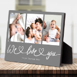 We Love You Modern Heart Script Photo Collage Plaque<br><div class="desc">We Love You! Great custom photo gift for grandparents, Valentine's Day, Mother's or Father's Day, or the Holidays: This modern photo plaque is easy to customize with your 3 favorite photos. The text below can be personalized to read the name of the child or family members as well another possible...</div>