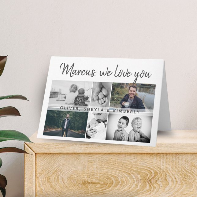 We love you Modern Script 6 Photo Collage Card (Creator Uploaded)