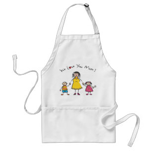 We Love You Mom Cartoon Family Happy Mother's Day Adult Apron
