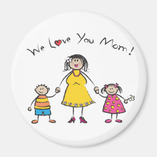 We Love You Mom Cartoon Family Happy Mother's Day Magnet
