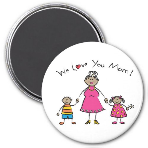 We Love You Mom Cartoon Family Happy Mothers Day Magnet