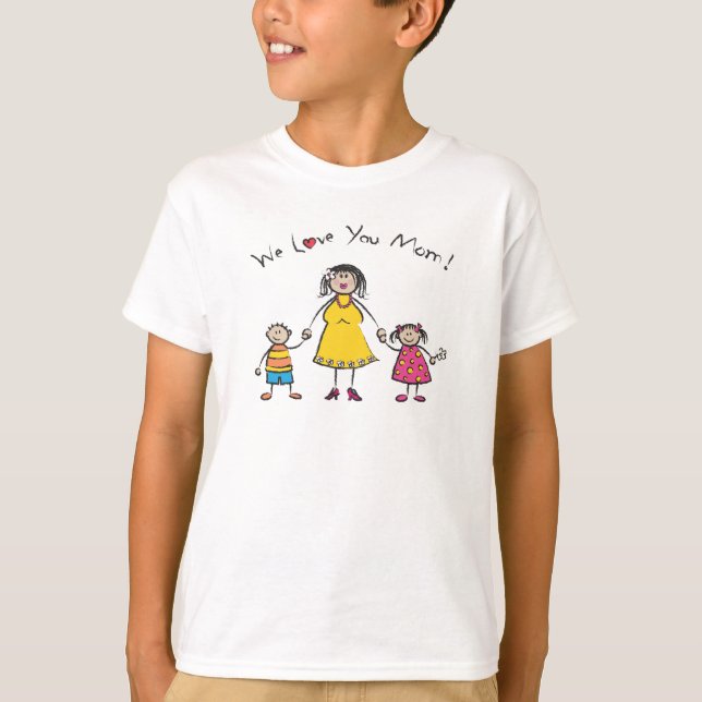 We Love You Mom Cartoon Family Happy Mother's Day T-Shirt (Front)