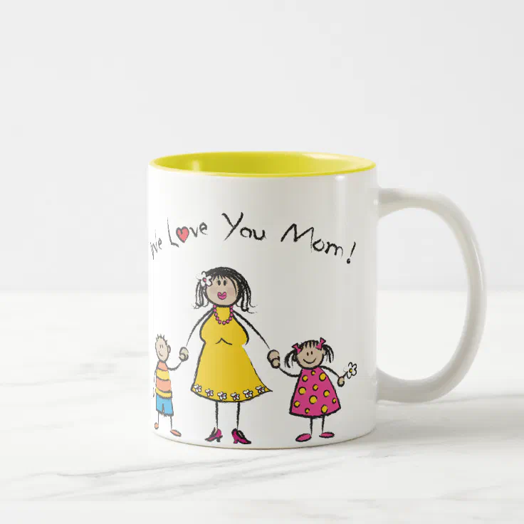 We Love You Mom Cartoon Family Happy Mother's Day Two-Tone Coffee Mug | Zazzle We Love You Mom Cartoon Family Happy Mother's Day Two-Tone Coffee Mug | Zazzle