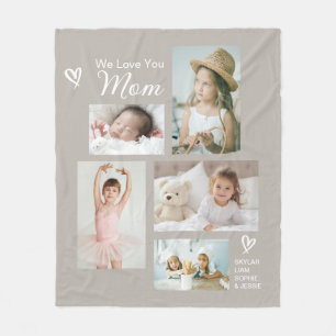 We Love You Mom Children Photo Collage Keepsake Fleece Blanket