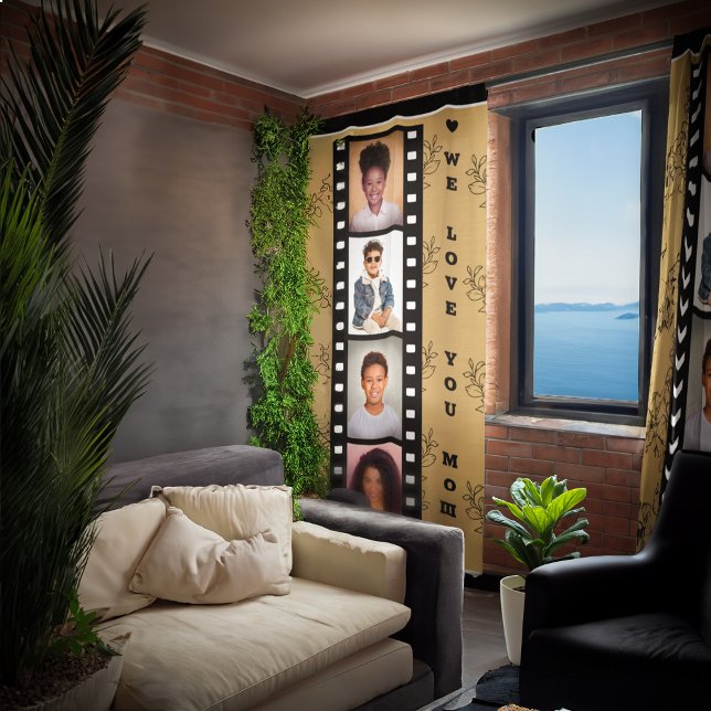 We Love You Mom Children Photos Collage Film Strip Blackout Curtains (We Love You Mom Photos Collage Gold Blackout Curtains give to that special person in your life. )