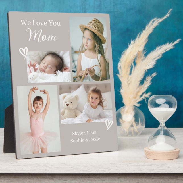 We Love You Mom Children's Photo Collage Plaque (Side)