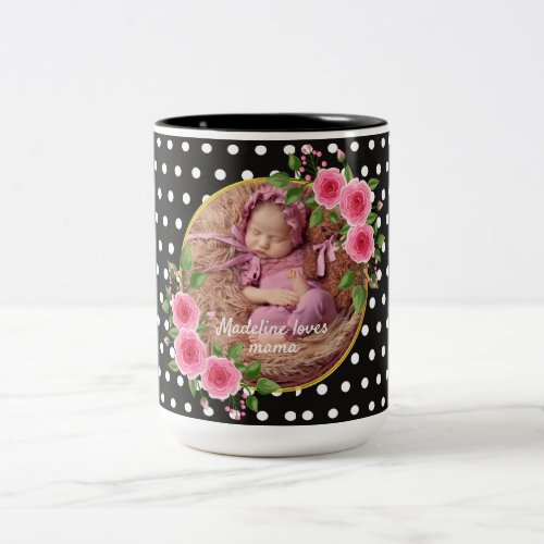 We Love You Mom Custom Mothers Day 2 Photo Collage Two_Tone Coffee Mug