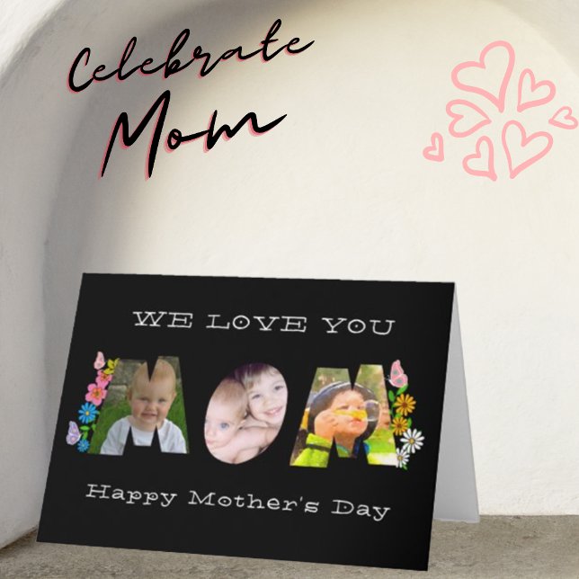 We Love You Mom! Daisy Butterfly Photo & Name Card (Creator Uploaded)