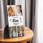 We Love You Mom Family Modern Photo Collage Plaque<br><div class="desc">The We Love You Mom Family Modern Photo Collage Plaque is a heartfelt keepsake that celebrates the special bond between a mother and her family. Featuring a customizable design, this plaque allows you to upload your favorite family photos and arrange them into a beautiful collage. The sleek, modern layout is...</div>