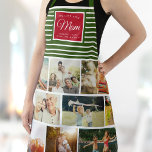 WE LOVE YOU MOM Family Photo Collage Christmas Apron<br><div class="desc">Perfect gift for Mother's Day,  Birthday,  or the Holidays: A modern,  sweet apron customized with ten of your personal favorite photos as well as a message,  names for the best mom ever. This is the Christmas Holiday green and red version.</div>