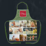 WE LOVE YOU MOM Family Photo Collage Christmas Apron<br><div class="desc">Perfect gift for Mother's Day,  Birthday,  or the Holidays: A modern,  sweet apron customized with ten of your personal favorite photos as well as a message,  names for the best mom ever. This is the Christmas Holiday green and red version.</div>