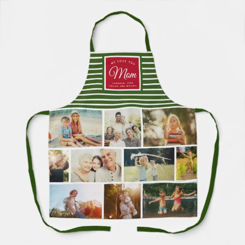 WE LOVE YOU MOM Family Photo Collage Christmas Apron