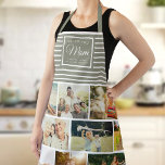 WE LOVE YOU MOM Family Photo Collage Script Green Apron<br><div class="desc">Perfect gift for Mother's Day,  Birthday,  or the Holidays: A modern,  sweet apron customized with ten of your personal favorite photos as well as a message,  names for the best mom ever. This is the dusty green and white striped version.</div>