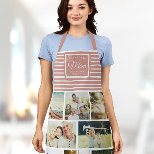 WE LOVE YOU MOM Family Photo Collage Script Modern Apron
