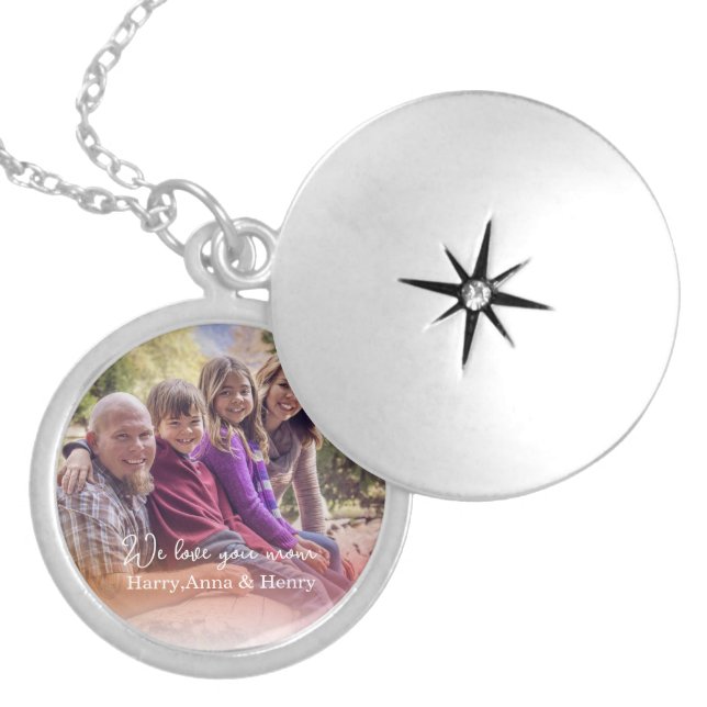 We love you Mom | Family Photo Locket Necklace (Front)