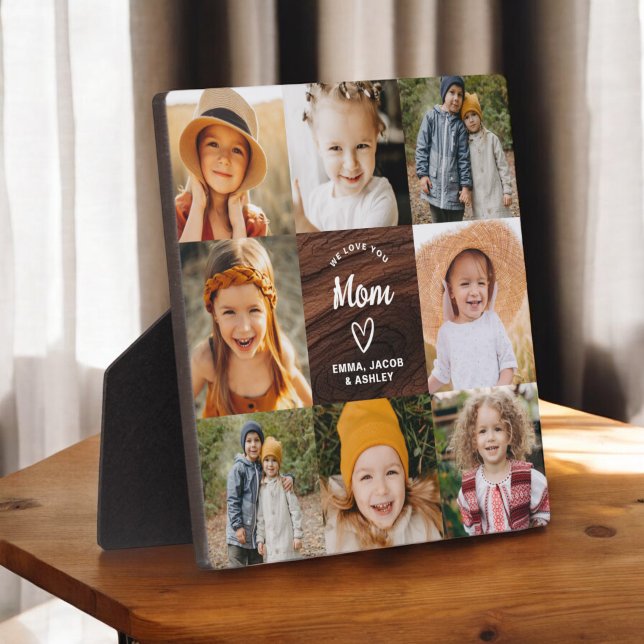 We Love You Mom Family Wood Photo Collage Plaque (Creator Uploaded)