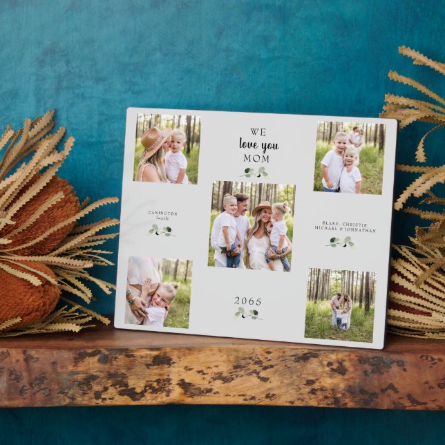 We love You Mom Foliage 5 Photo Collage  Plaque (Side)